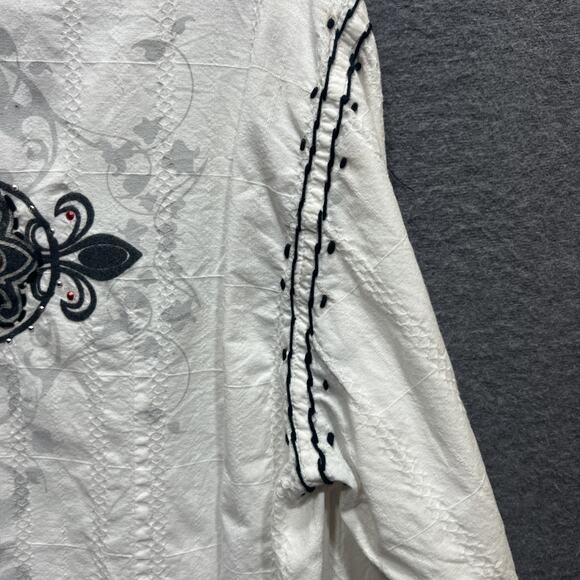 Vintage Godsend Gothic Western Cross Novelty Distressed Shirt White Mens Size L - Picture 5 of 11